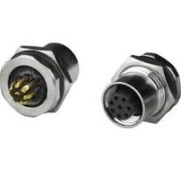 M12 8-Pin Field Assembly Circular Connector, Female, A Coded, Panel Side