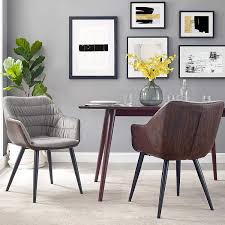 Volans Mid Century Modern Grey Velvet Upholstered Desk Chair With Unique Black Walnut Wooden Grain Side Chairs Dining Upholstered Desk Chair Accent Arm Chairs