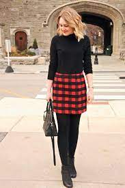 Buffalo Check Skirt Plaid Outfits Fall Red Skirt Outfits Red Plaid Skirt Outfit
