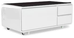 Eknitey end table,folding metal side table waterproof small coffee table sofa side table with removable tray for living room bedroom balcony and office (white). Sobro Smart Coffee Table White Leon S