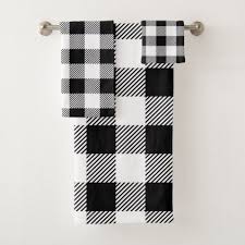 Black And White Checkered Bathroom Decor Christmas Classic Buffalo Check Plaid Pattern B W Bath Towel Set Zazzle Com In 2020 Christmas Bathroom Decor Patterned Bath Towels Christmas Bathroom
