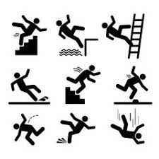 Set Of Caution Symbols With Stick Figure Man Falling Falling Down The Stairs And Over The Edge Wet Fl Stick Figures Vector Illustration Creative Flyer Design