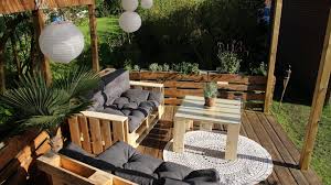 Lounge Of Pallets With Pallet Cushions Pallet Furniture Diy Heystyles Terrace Furniture Outdoor Furniture Sets Garden Furniture
