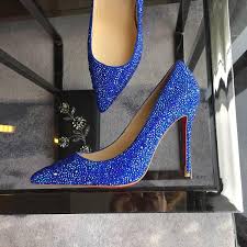 Beautiful Christian Louboutin Rhinestone Blue High Heels Hot Sale Jordans Shoes Sophia Sneakers Kanye West Sneakers