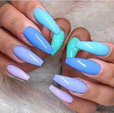 Have A Mer Mazing Weekend Besties We Are Sending You Off With This Colorful Mani Inspo By Na Multicolored Nails Acrylic Nails Coffin Short Cute Acrylic Nails