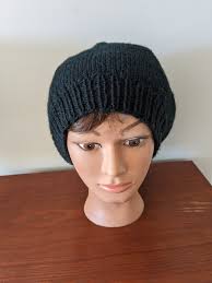 Woman's Black Slouchy Hat, Man's Black Slouchy Hat, Knit Slouchy Hat, Hand  Knit Slouchy Hat, Black Slouchy Hat, Unisex Slouchy Hat