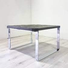 Poly & bark riley marble rectangle coffee table. Brutalist Steel Coffee Table With Solid Black Slate Top By Peter Draenert 1980s 150130