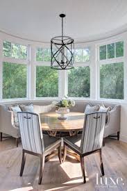 Contemporary Breakfast Area With Geometric Pendant Dining Nook Home Banquette Seating
