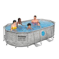 Power steel swimming pool was a great buy for my family. Bestway 56714 Oval Aufstellpool Mit Bullauge Swim Vista 427x250x100 Cm