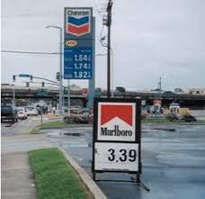 Calso gasoline motor oil gas station sign. Marlboro Signage Located Next To A Gas Petrol Station In Baton Download Scientific Diagram