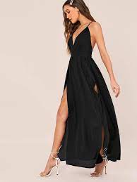 Über einen daumen nach oben und. Kleid Mit V Kragen Kreuzgurt Hinten Und Schlitz Aktuelle Trends Gunstig Kaufen Shein Deutschland