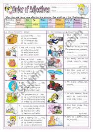 They are full of picture clues that make it easier and more fun to learn. Order Of Adjectives Esl Worksheet By Missola