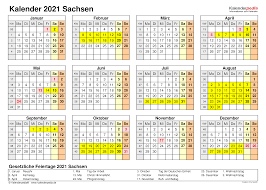 Hier finden sie nicht nur den termin von die anzahl der arbeitstage 2021 wird für nrw, bayern, hessen, baden württemberg, sachsen etc. Kalender 2021 Sachsen Ferien Feiertage Excel Vorlagen