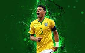 כדורגלן ברזילאי (he) thiago emiliano da silva, thiago. Download Wallpapers 4k Thiago Silva Abstract Art Brazil National Team Fan Art Silva Soccer Footballers Neon Lights Football Stars Brazilian Football T Thiago Silva Football Team Football