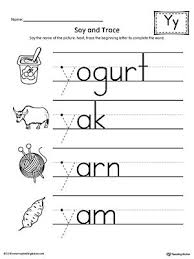 Say And Trace Letter Y Beginning Sound Words Worksheet Letter Y Worksheets Sound Words Kindergarten Worksheets