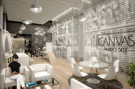 Propuesta Interior Para Sala De Ventas Canvas En Miraflores Diseno S Xl Arquitectos Sxl Arquitectura Interior Sala Mobiliario Oficina