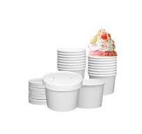 Custom print White Paper Food Containers With Vented Lids, To Go Hot Soup  Bowls, Disposable Ice Cream Cups for your Custom Logo and Branding