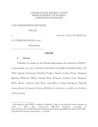 UNITED STATES DISTRICT COURT MIDDLE DISTRICT OF FLORIDA JACKSONVILLE  DIVISION ALIN CHRISTOPHER PROPHETE, Plaintiff, v. Case No