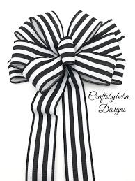 Black And White Striped Ribbon Bow Black And White Wreath Bow Black And White Decorative Bow Black And White Stripes Decor Bow Stripes Wreath Bow Wreath Black Bow White Wreath Decorative Bows Black White