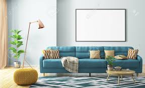 Liven up your living space with turquoise. Modern Interior Of Living Room With Turquoise Sofa Yellow Knitted Stock Photo Picture And Royalty Free Image Image 96920052
