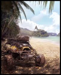 Motorstorm Pacific Rift Concept Art 06 Picture 2d Landscape Toy Car Beach Concept Art Concept Art Conceptual Artist Automotive Art