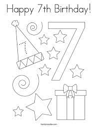 Color the flowers green and pink and color the crown your favorite color. Happy 7th Birthday Coloring Page Twisty Noodle