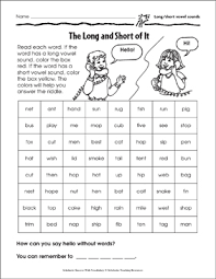 Vowel length changes meaning), indicates the stress by adding allophonic length, which gives four distinctive lengths and five physical lengths: The Long And Short Of It Vowel Sounds Printable Skills Sheets