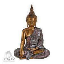Deko Thai Buddha Figur Sitzend Gold Hohe 34cm Buddha Figur Thai Buddha Buddha