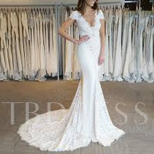 I saw another a line long sleeve wedding dress that i could have purchased through amazon prime, but i did not get it because it even the sleeves were short and they said they used my measurements. Deep V Neck Mermaid Short Sleeves Lace Wedding Dress Tbdress Com