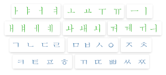 M, r, h, e, d, c · group 3: Korean Alphabet Hangul Interactive Audio Pronunciation Different Character Styles Include Handwriting Mnemotechnics