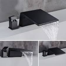 Black Deck Mount Garden Tub Faucet Single Handle Waterfall Bathtub Tub Faucet Tub Faucet