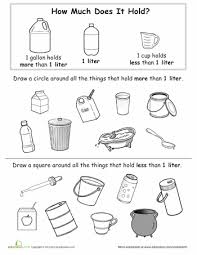 How Much Is One Liter Worksheet Education Com Capacity Worksheets Measurement Worksheets Money Math Worksheets