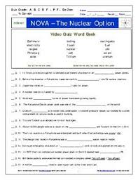 A Nova The Nuclear Option Worksheet Ans Sheet And Two Quizzes Differentiated Video Guides Worksheets For Nova The Nuclear Pbs Nova Worksheets Nova