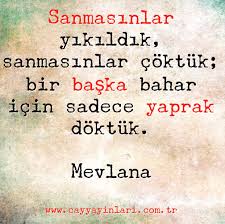 sanmasinlar yikildik sanmasinlar coktuk bir baska bahar icin sadece yaprak doktuk mevlana motive edici alintilar guzel soz alintilar