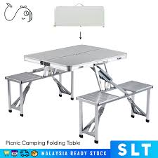 Bed tray table with folding legs and tablet slot. Slt Foldable Portable Picnic Camping Table Bench Set Outdoor Stools Garden Bbq Patio Party Aluminum Integrated Height Adjustable Folding Table Lazada