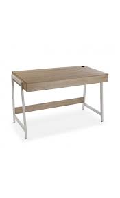 Legs in black painted or hammered metal. Bureau Bois Et Metal Blanc Pas Cher