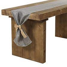 Ling 8217 S Moment Gray Burlap Table Runner 14 X 120 Inch With Bow Ties For Farmhouse Table R Farmhouse Table Runners Burlap Table Runners Shabby Chic Dresser