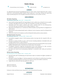 When writing a cover letter for a hotel job, make yourself stand out by researching the position and connecting your skills to the job description. Resume Cv Sample For Housekeeping Supervisor Jobsdb Hong Kong