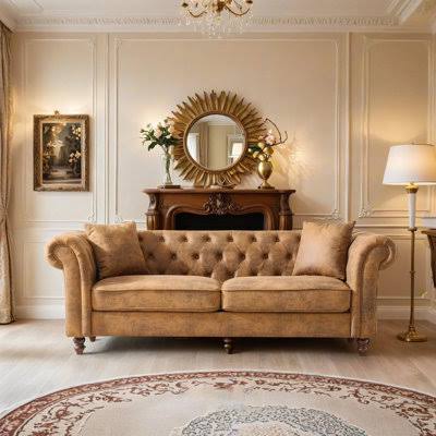 Wayfair Modern Vintage Leather Chesterfield Sofa