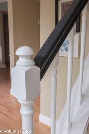 Black And White Stair Railing How To Paint And Oak Stair Railing A Giveaway Oak Stairs Home Staircase Makeover