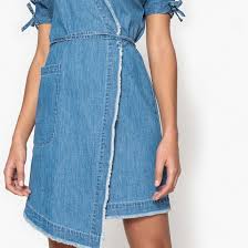 Detalles del producto • bustier • sin relleno • materia: Robe Portefeuille En Denim Raye La Redoute Collections Double Stone La Redoute