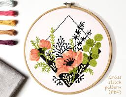 Dmc 22 colors are in use, 7 of them mixed. Floral Modern Cross Stitch Pattern Flower Counted Cross Etsy Cross Stitch Patterns Flowers Modern Cross Stitch Patterns Cross Stitch Patterns
