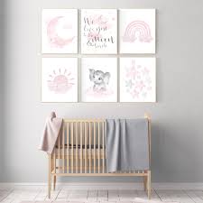 Here is a tour of my baby girl's pink and gray (pink and grey) nursery. Nursery Decor Girl Pink And Gray Pink Grey Nursery Moon And Star Girl Nursery Wall Art Nursery Prints Gir Elephant Nursery Wall Decor