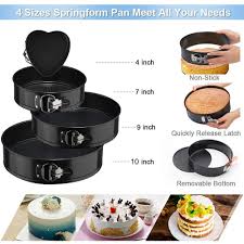 Test for doneness with a toothpick inserted in the center. 4 Pcs Non Stick Cheesecake Pan Cake Tin Mould Leakproof Round Cake Pan Set Includes 4 7 9 10 Springform Pan Walmart Com Walmart Com