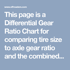 This Page Is A Differential Gear Ratio Chart For Comparing