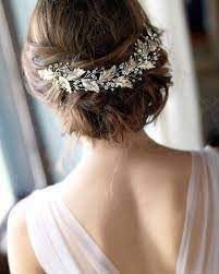 Floral Bridal Headpiece Gold Headpiece Gold Wedding Back Etsy Wedding Hair Inspiration Hair Pieces Beach Wedding Hair