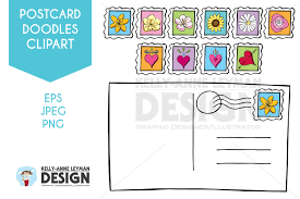 A guide to standard postcard sizes for mailing. Doodle Postcard Postage Stamp Clipart Hand Drawn Flowers 92336 Decorations Design Bundles