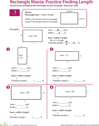 Rectangle Algebra Find The Missing Length Worksheet Education Com Algebra Functions Algebra Algebra Equations