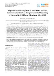 Pdf Experimental Investigation Of Wire Edm Process