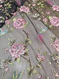 Colorful Embroidery Floral And Bird Lace Fabric Lady S Etsy Handwork Embroidery Design Machine Embroidery Designs Projects Hand Embroidery Designs